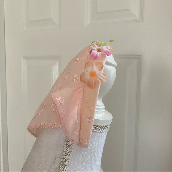 Girl’s Headband Scarf Pink Eyelet Floral Embellishment - Picture 7 of 7